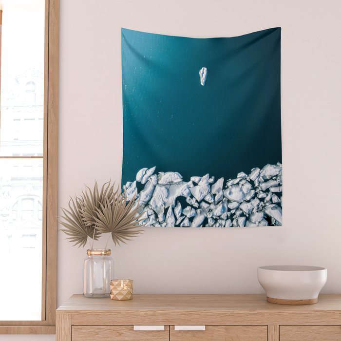 Minimalist Ice Bergs in the blue Ocean Wall Tapestry Gallery Image 2