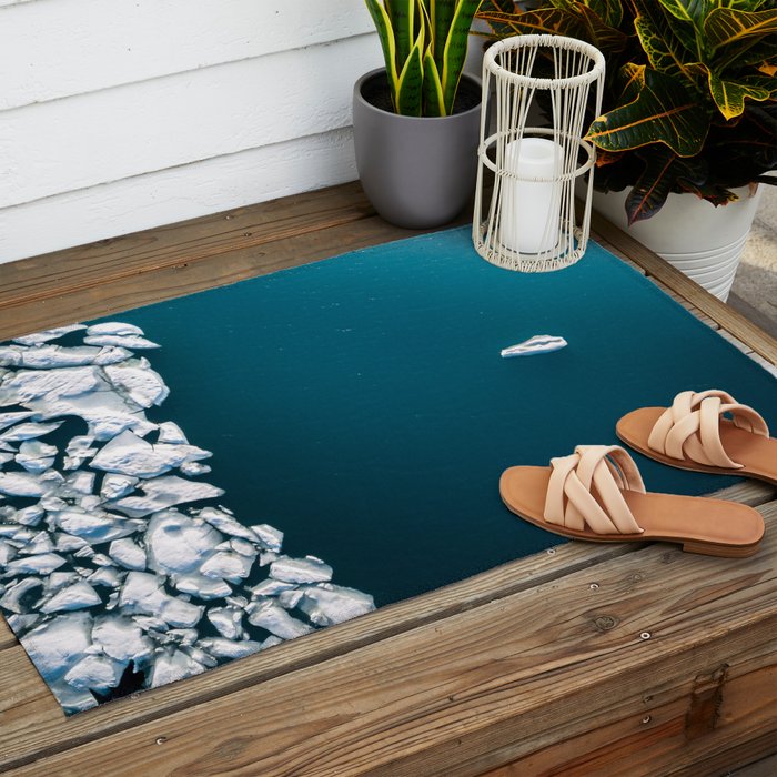 Minimalist Ice Bergs in the blue Ocean Outdoor Rug Gallery Image 2