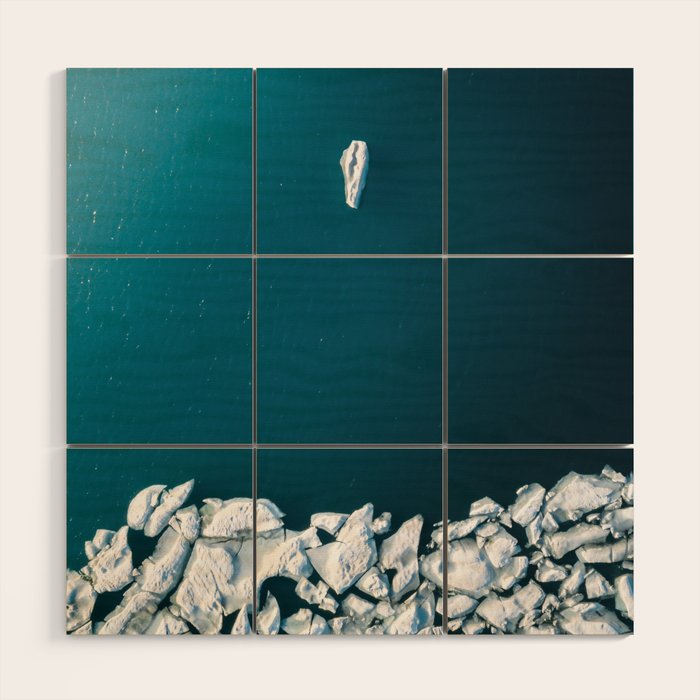 Minimalist Ice Bergs in the blue Ocean Wood Wall Art Gallery Image 1
