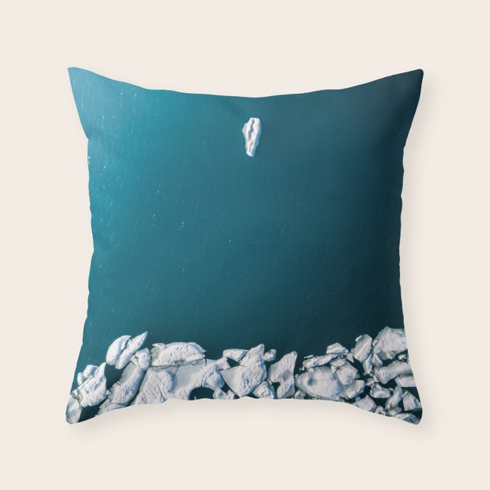 Minimalist Ice Bergs in the blue Ocean Throw Pillow Gallery Image 1