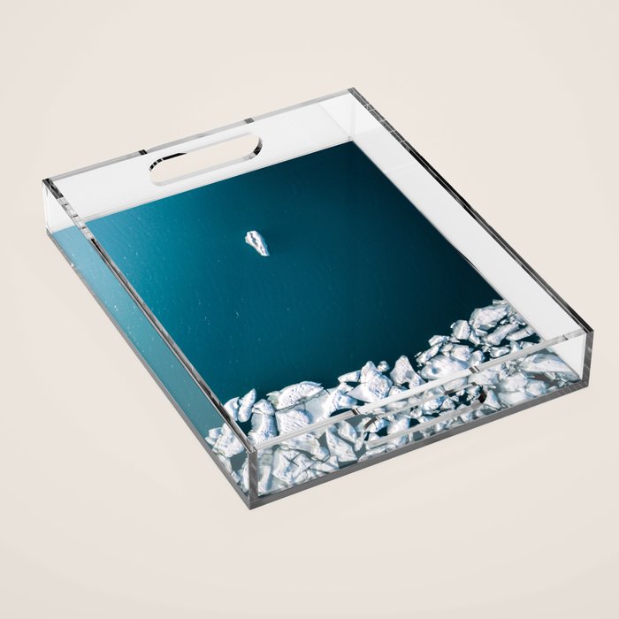 Minimalist Ice Bergs in the blue Ocean Acrylic Tray Gallery Image 1