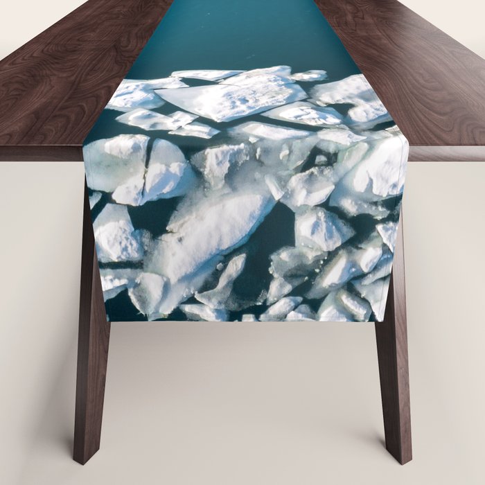 Minimalist Ice Bergs in the blue Ocean Table Runner Gallery Image 1