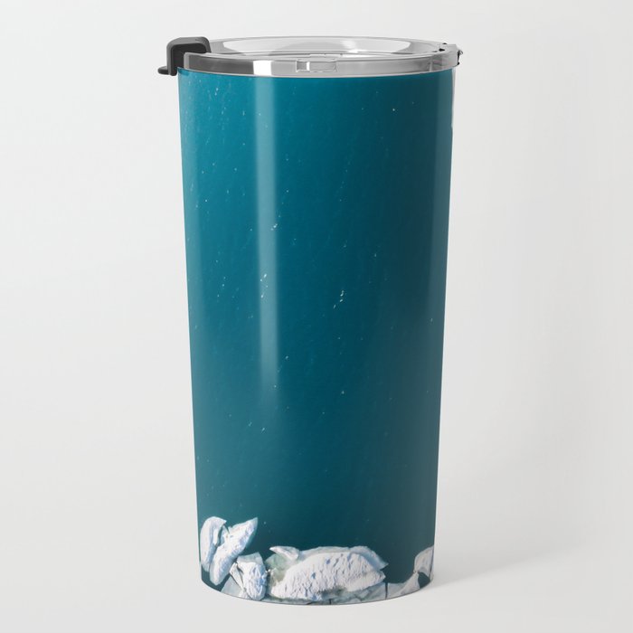 Minimalist Ice Bergs in the blue Ocean Travel Mug Gallery Image 3