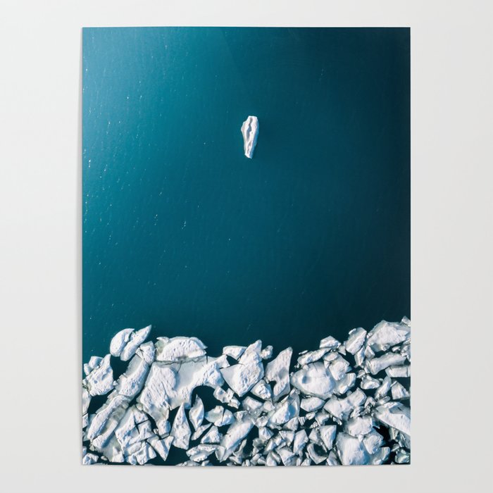Minimalist Ice Bergs in the blue Ocean Poster Gallery Image 1