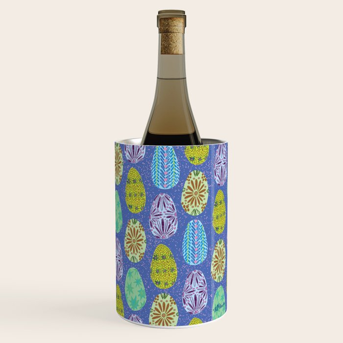 Colorful Folk Art Easter Eggs in Lavender & Green Wine Chiller Gallery Image 3