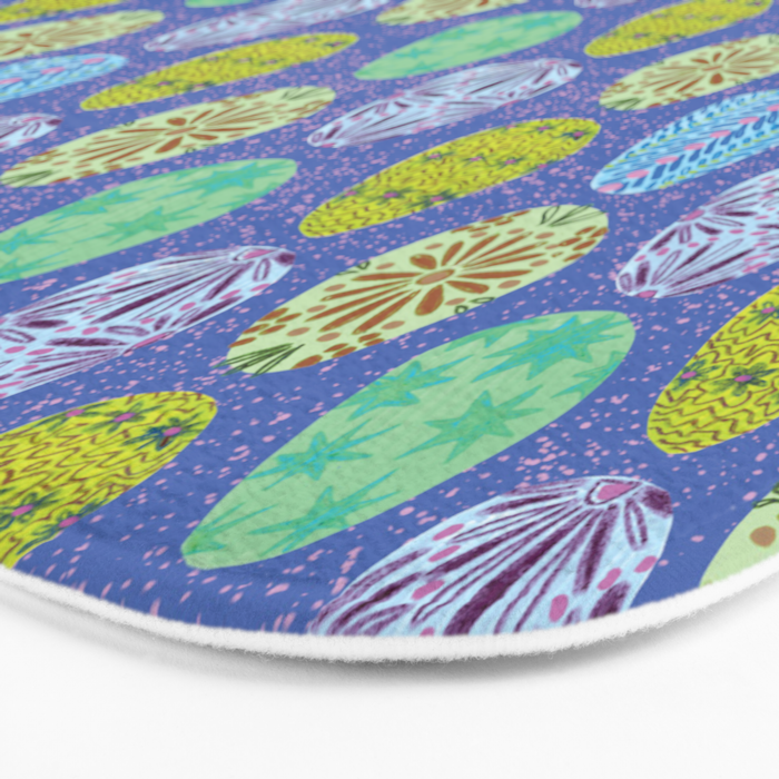 Colorful Folk Art Easter Eggs in Lavender & Green Bath Mat Gallery Image 3