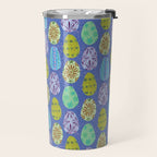 Colorful Folk Art Easter Eggs in Lavender & Green Travel Mug Gallery Image 2