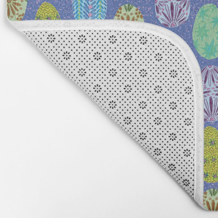 Colorful Folk Art Easter Eggs in Lavender & Green Bath Mat Gallery Image 2