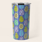 Colorful Folk Art Easter Eggs in Lavender & Green Travel Mug Gallery Image 1