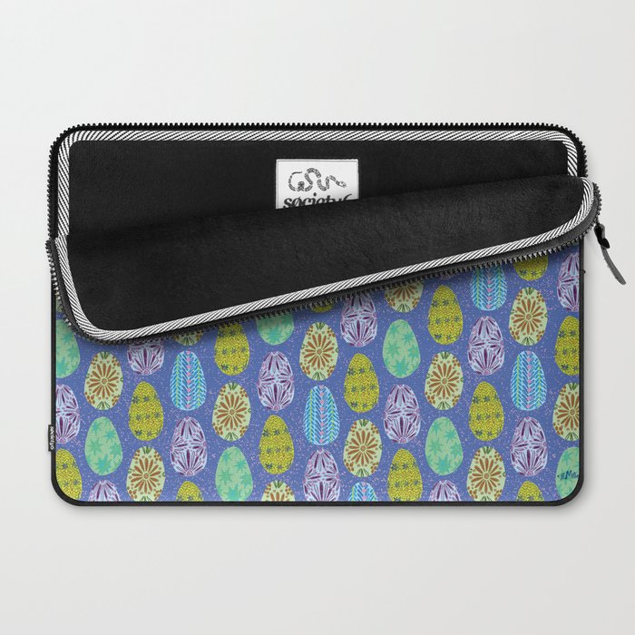 Colorful Folk Art Easter Eggs in Lavender & Green Laptop Sleeve Gallery Image 2
