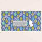 Colorful Folk Art Easter Eggs in Lavender & Green Desk Mat Gallery Image 1