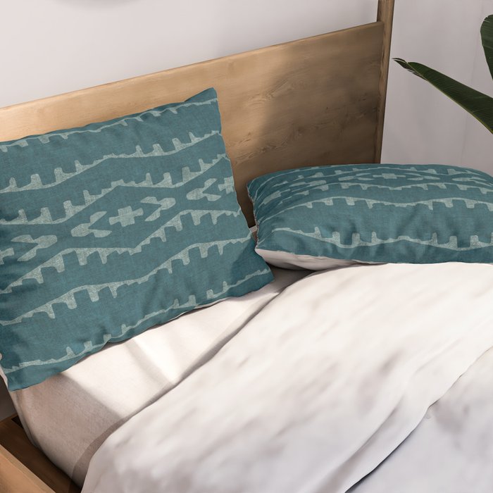 Country Western Pattern in Teal Pillow Sham Gallery Image 2