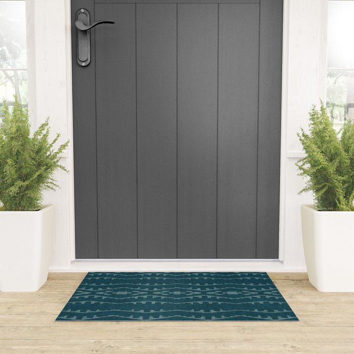 Country Western Pattern in Teal Welcome Mat Gallery Image 3