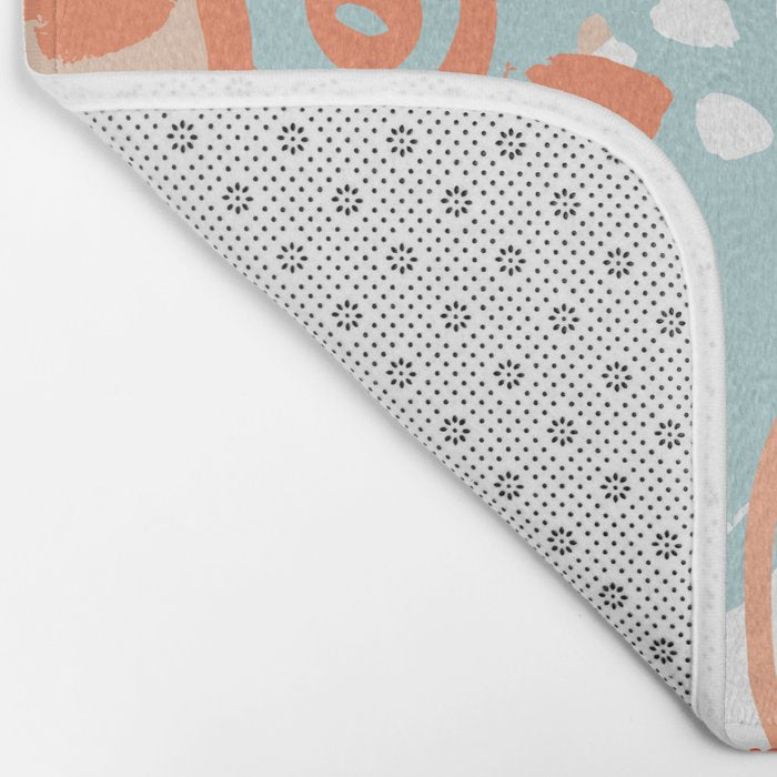 Summer Abstract, Floral Prints, Orange, Teal, Blue, Colourful Prints. Bath Mat Gallery Image 2