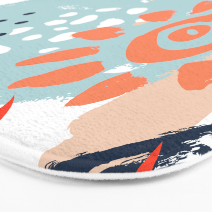 Summer Abstract, Floral Prints, Orange, Teal, Blue, Colourful Prints. Bath Mat Gallery Image 3