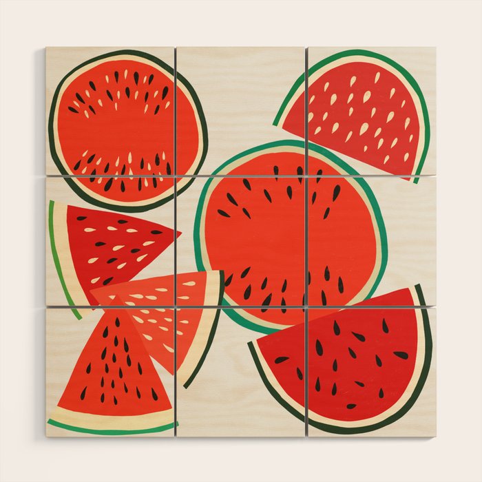 Sliced Watermelon Wood Wall Art Gallery Image 1