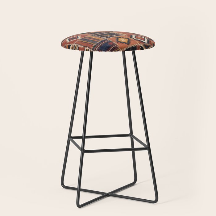 Geometric Tribal Patchwork Rug Design Stool Gallery Image 1