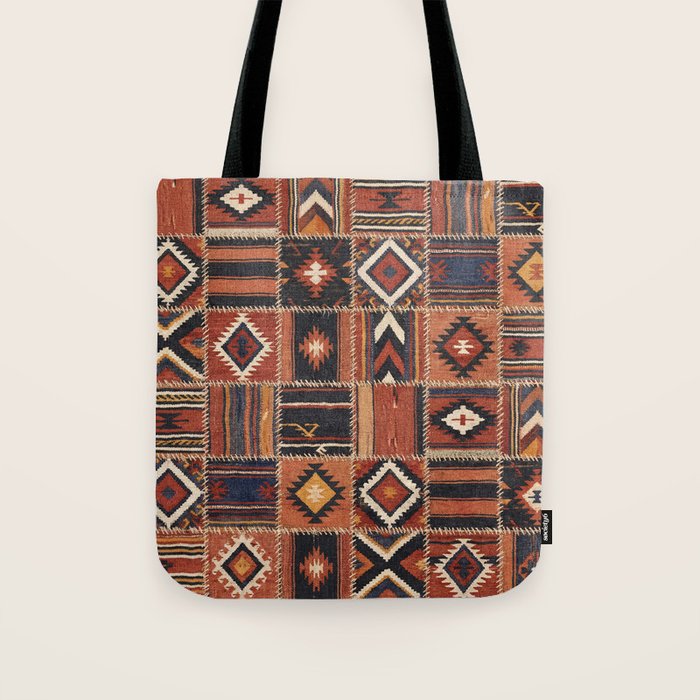 Geometric Tribal Patchwork Rug Design Tote Bag Gallery Image 1