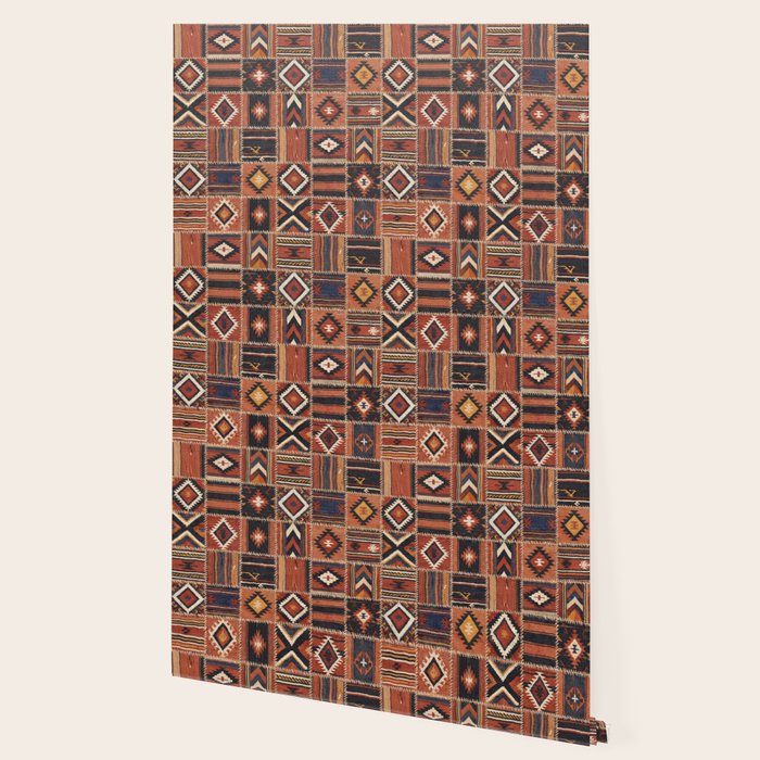Geometric Tribal Patchwork Rug Design Wallpaper Gallery Image 2