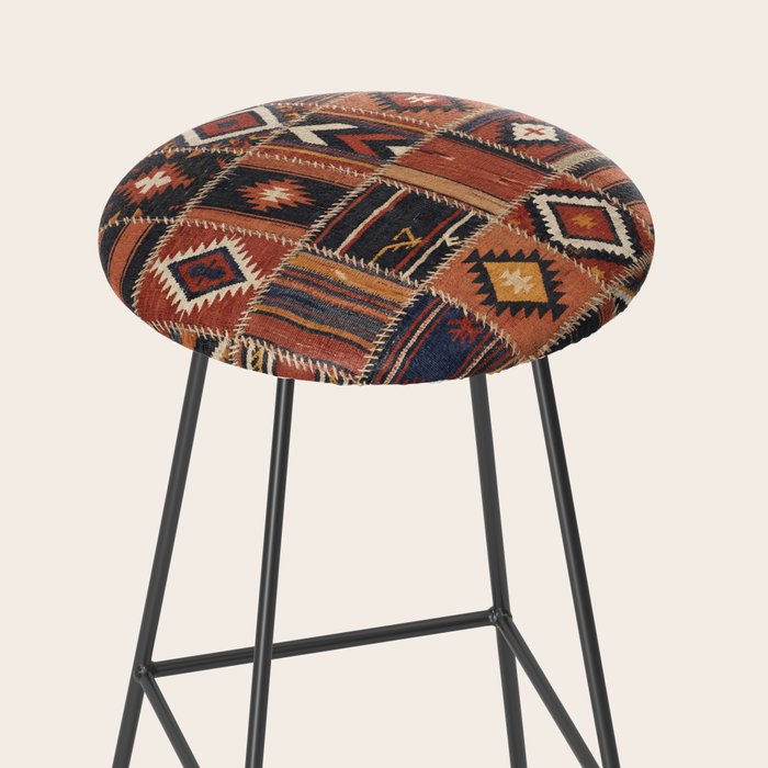 Geometric Tribal Patchwork Rug Design Stool Gallery Image 2