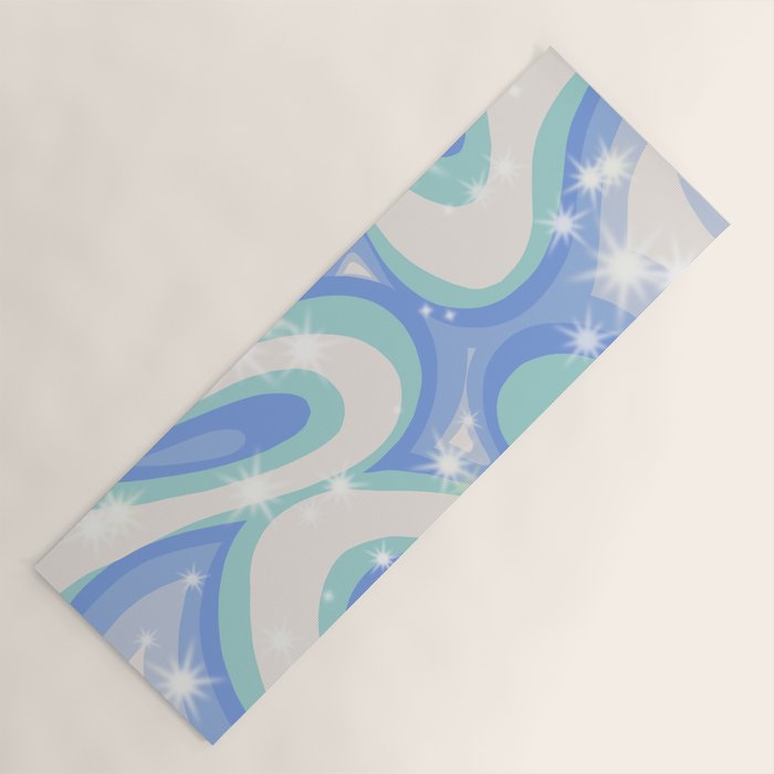 Groovy retro swirls blue Yoga Mat Gallery Image 1
