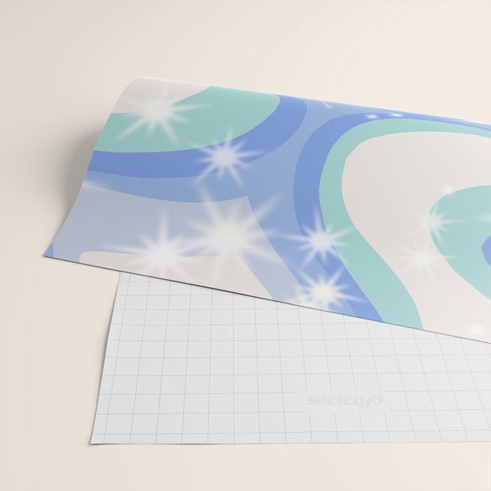 Groovy retro swirls blue Wrapping Paper Gallery Image 2