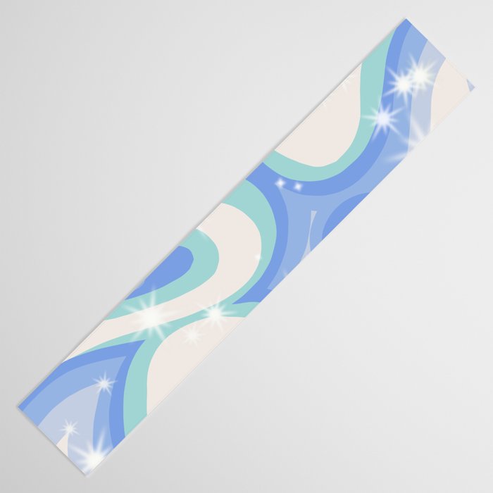 Groovy retro swirls blue Table Runner Gallery Image 3