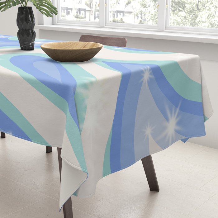 Groovy retro swirls blue Tablecloth Gallery Image 3