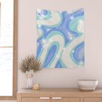 Groovy retro swirls blue Wall Tapestry Gallery Image 2