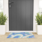 Groovy retro swirls blue Welcome Mat Gallery Image 3