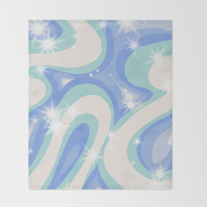 Groovy retro swirls blue Throw Blanket Gallery Image 2