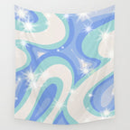 Groovy retro swirls blue Wall Tapestry Gallery Image 4