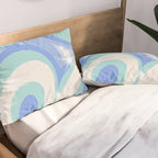 Groovy retro swirls blue Pillow Sham Gallery Image 2