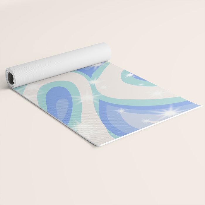 Groovy retro swirls blue Yoga Mat Gallery Image 2