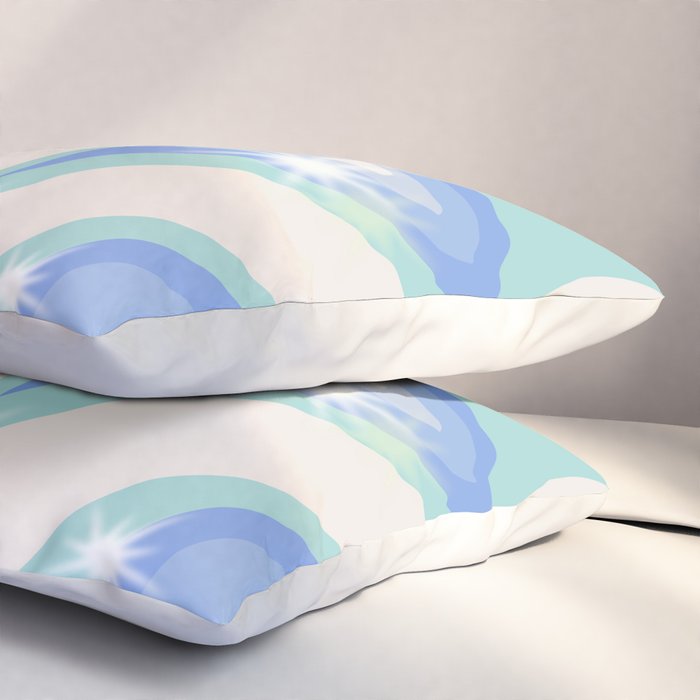 Groovy retro swirls blue Pillow Sham Gallery Image 3