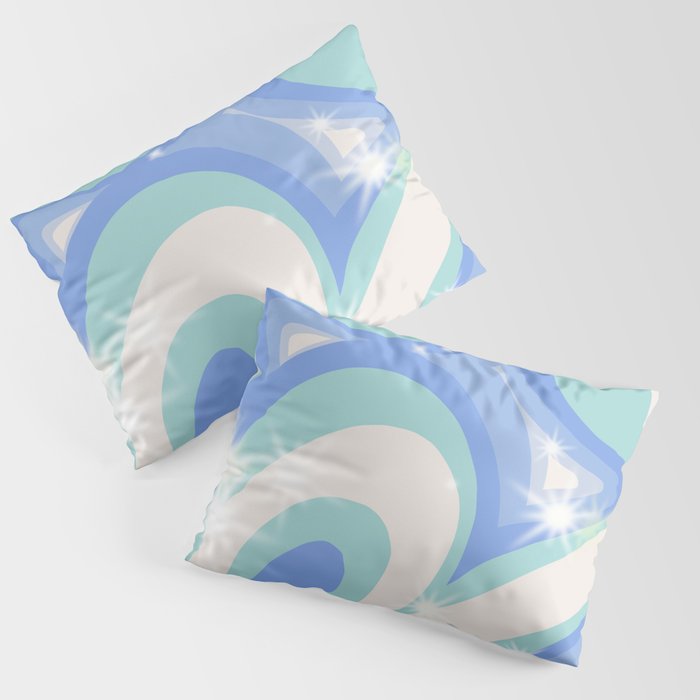 Groovy retro swirls blue Pillow Sham Gallery Image 3