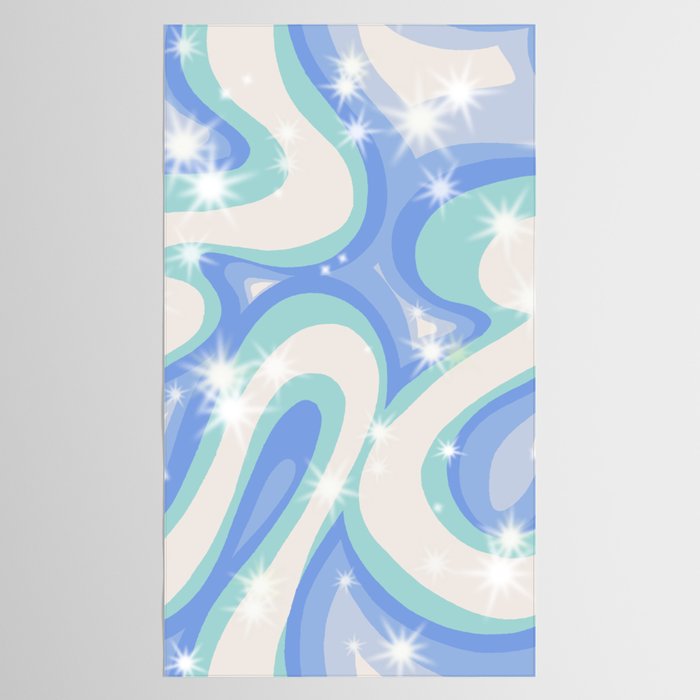 Groovy retro swirls blue Tablecloth Gallery Image 2