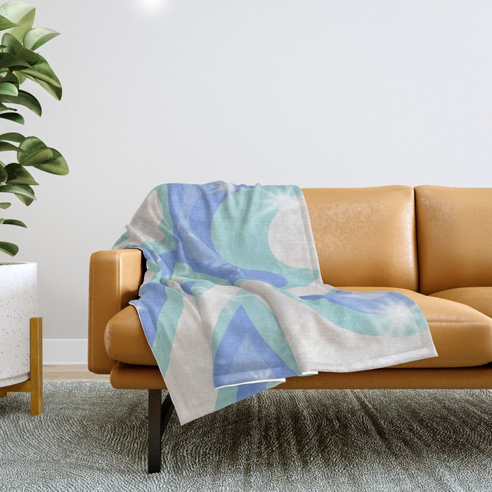 Groovy retro swirls blue Throw Blanket Gallery Image 1