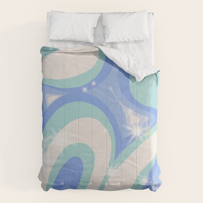Groovy retro swirls blue Comforter Gallery Image 6