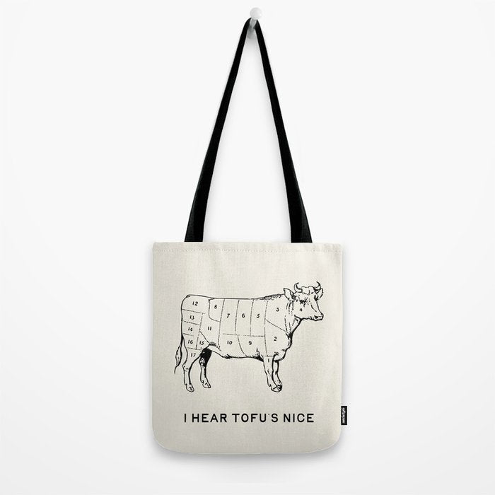 I Hear Tofu's Nice - Funny Vegan Kitchen Quotes Tote Bag Gallery Image 2