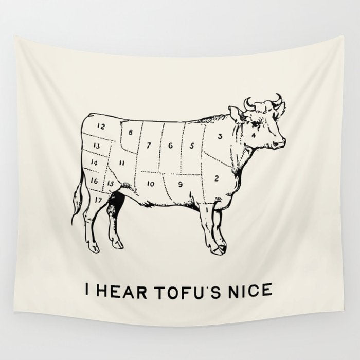 I Hear Tofu's Nice - Funny Vegan Kitchen Quotes Wall Tapestry Gallery Image 4