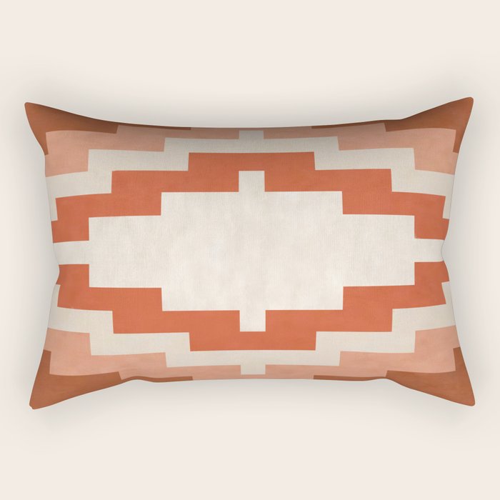 Traditional Retro Aztec Motif Rusty Colors Rectangular Pillow Gallery Image 2