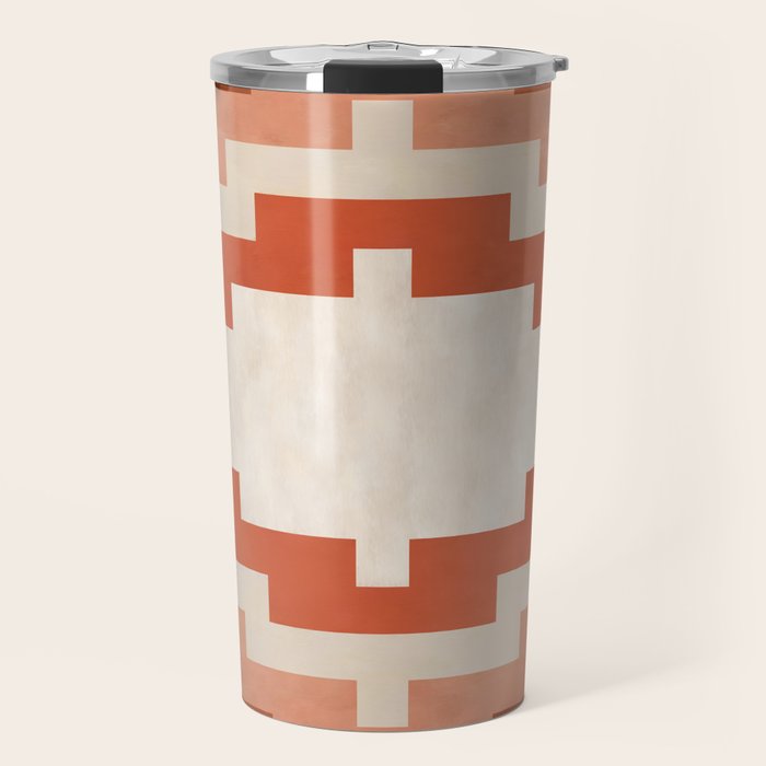 Traditional Retro Aztec Motif Rusty Colors Travel Mug Gallery Image 1