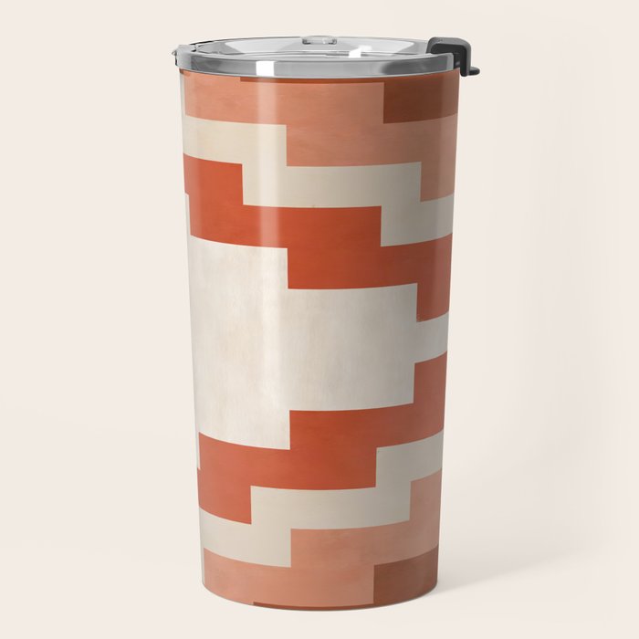 Traditional Retro Aztec Motif Rusty Colors Travel Mug Gallery Image 2