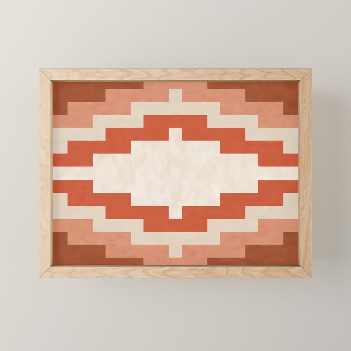 Traditional Retro Aztec Motif Rusty Colors Mini Art Print Gallery Image 1