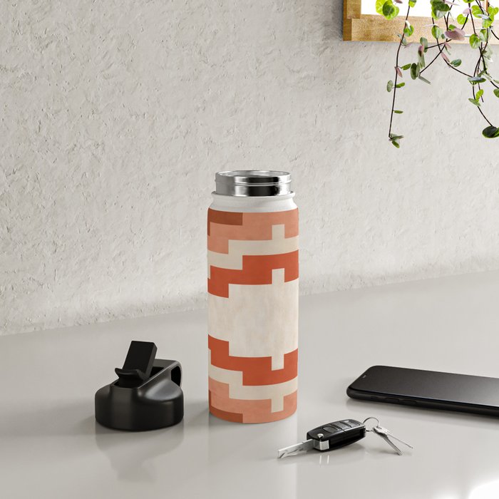 Traditional Retro Aztec Motif Rusty Colors Water Bottle Gallery Image 4
