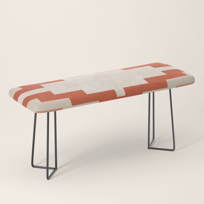 Traditional Retro Aztec Motif Rusty Colors Bench Gallery Image 1