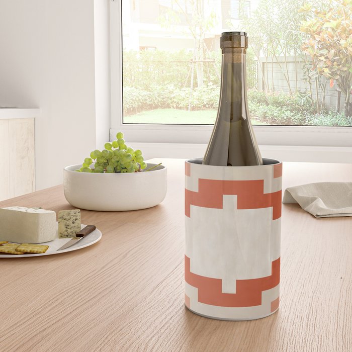 Traditional Retro Aztec Motif Rusty Colors Wine Chiller Gallery Image 4