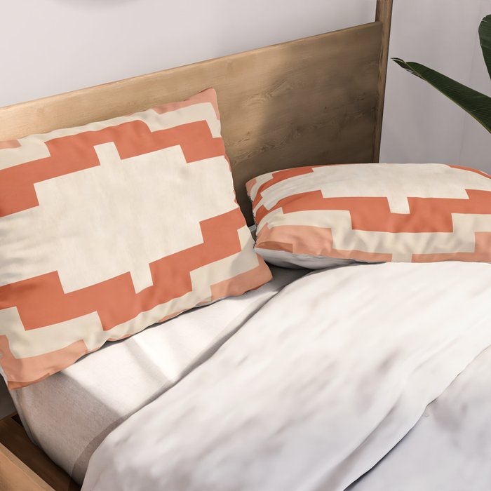 Traditional Retro Aztec Motif Rusty Colors Pillow Sham Gallery Image 2