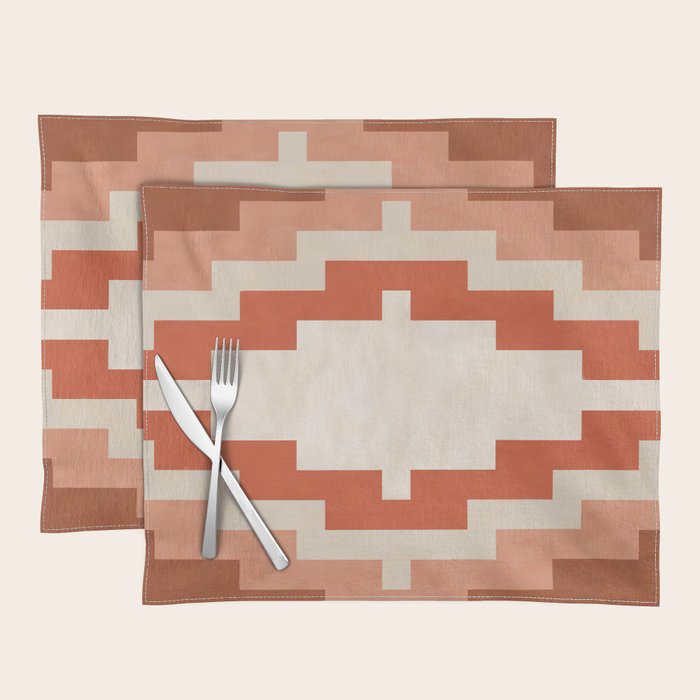 Traditional Retro Aztec Motif Rusty Colors Placemat Gallery Image 1